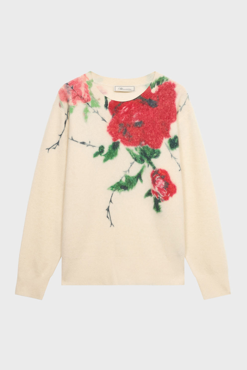 Maglia in lana e cashmere a coste con stampa RF6202 MAB38L9636 Blumarine 