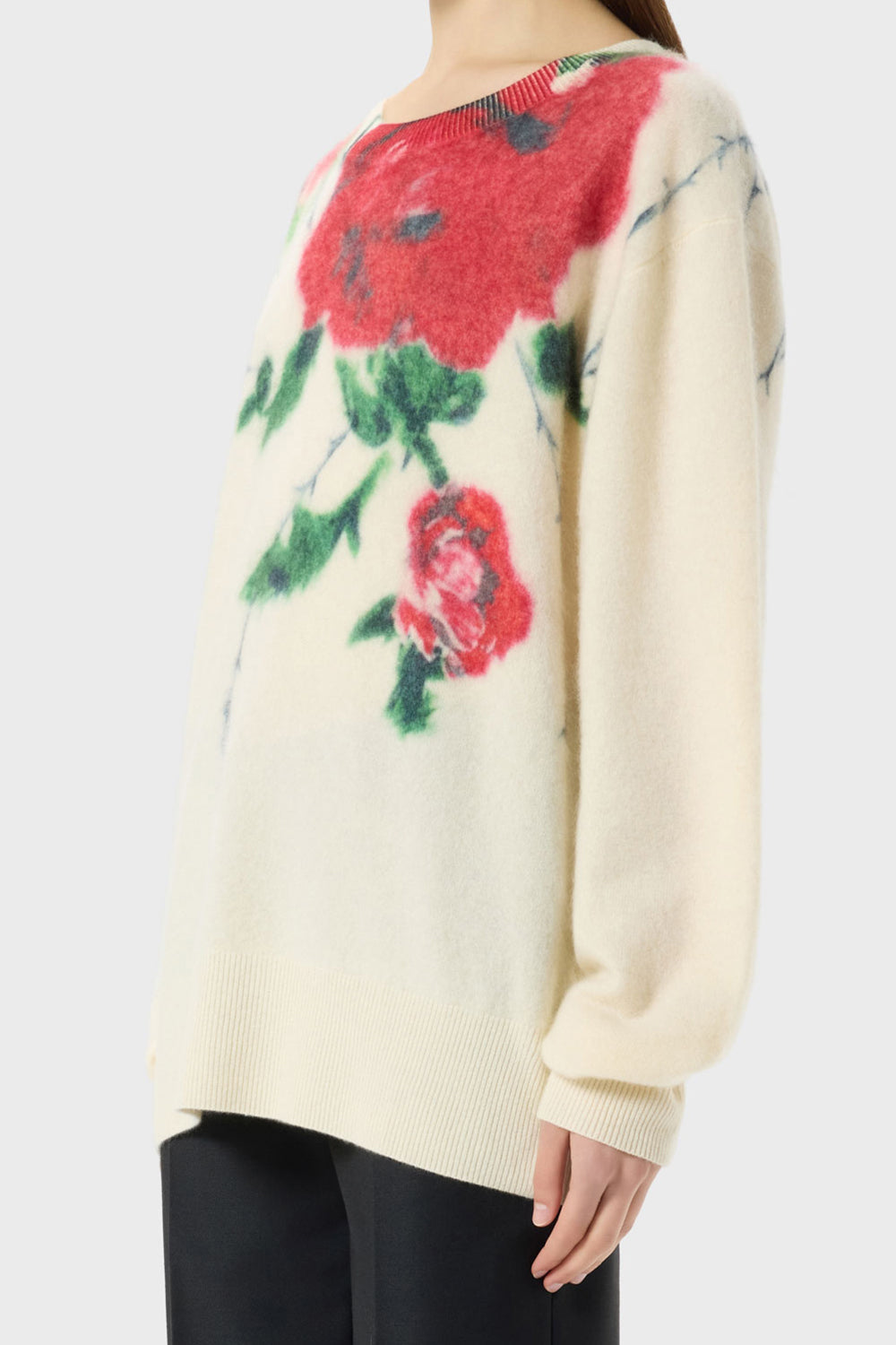Maglia in lana e cashmere a coste con stampa RF6202 MAB38L9636 Blumarine 