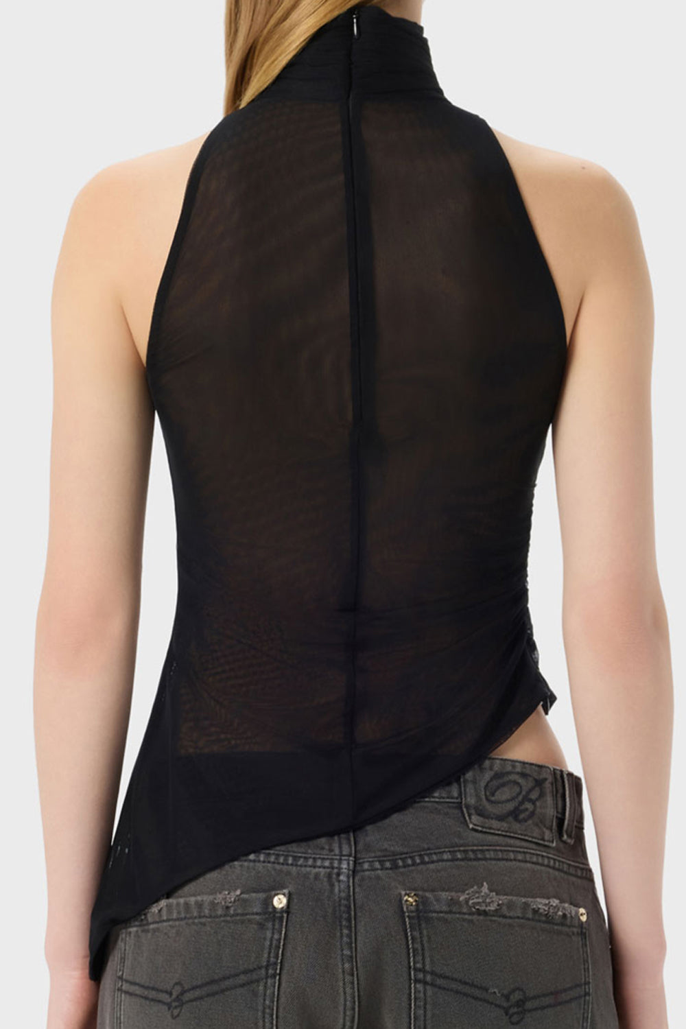 Top in tulle con ricamo in paillettes RF6225 J0001L9637 Blumarine 