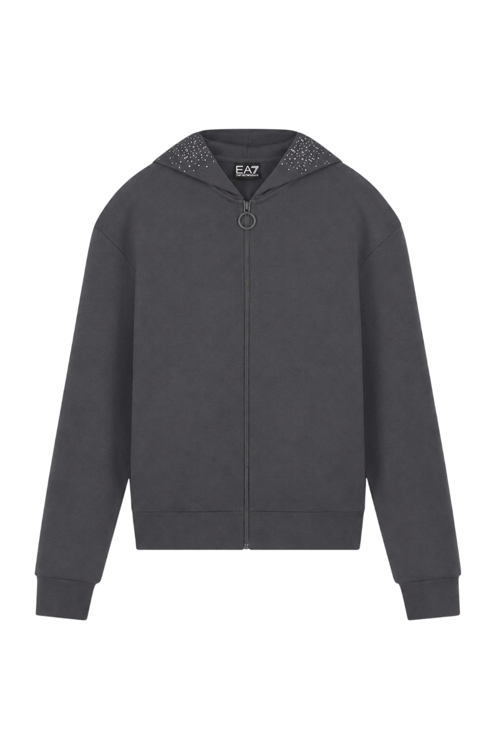 fullzip in modal con strass sul cappuccio 7W001425 AF24375U8117 EA7 Emporio Armani 