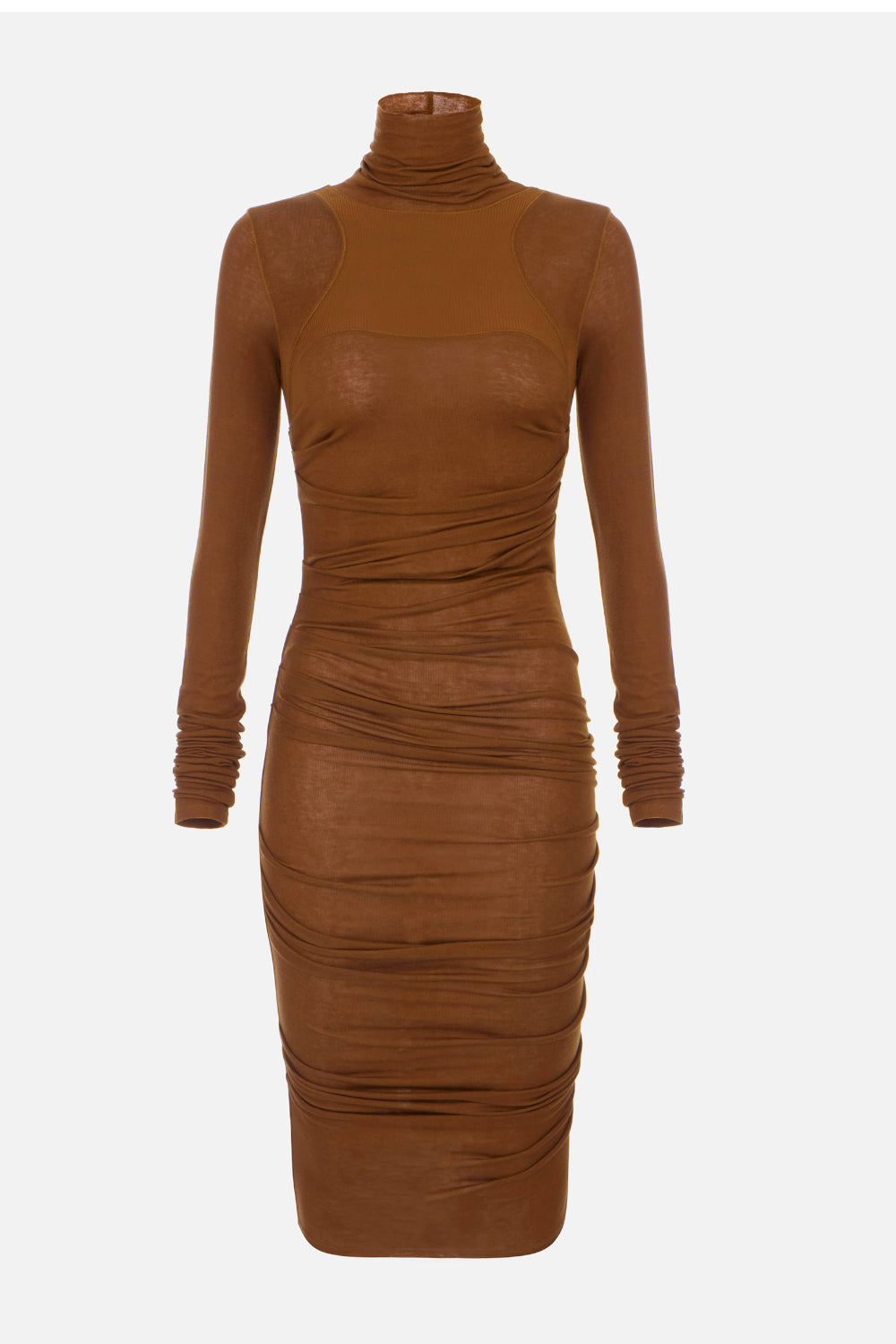 Abito midi aderente Elisabetta Franchi in jersey con drappeggi e collo alto AB02B 66E2FK3 Elisabetta Franchi 