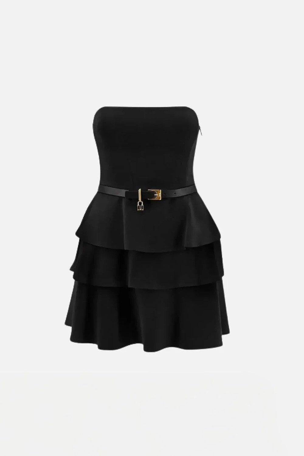 Abito Corto Bustier con Balze e Cintura AB979 66E2110 Elisabetta Franchi 