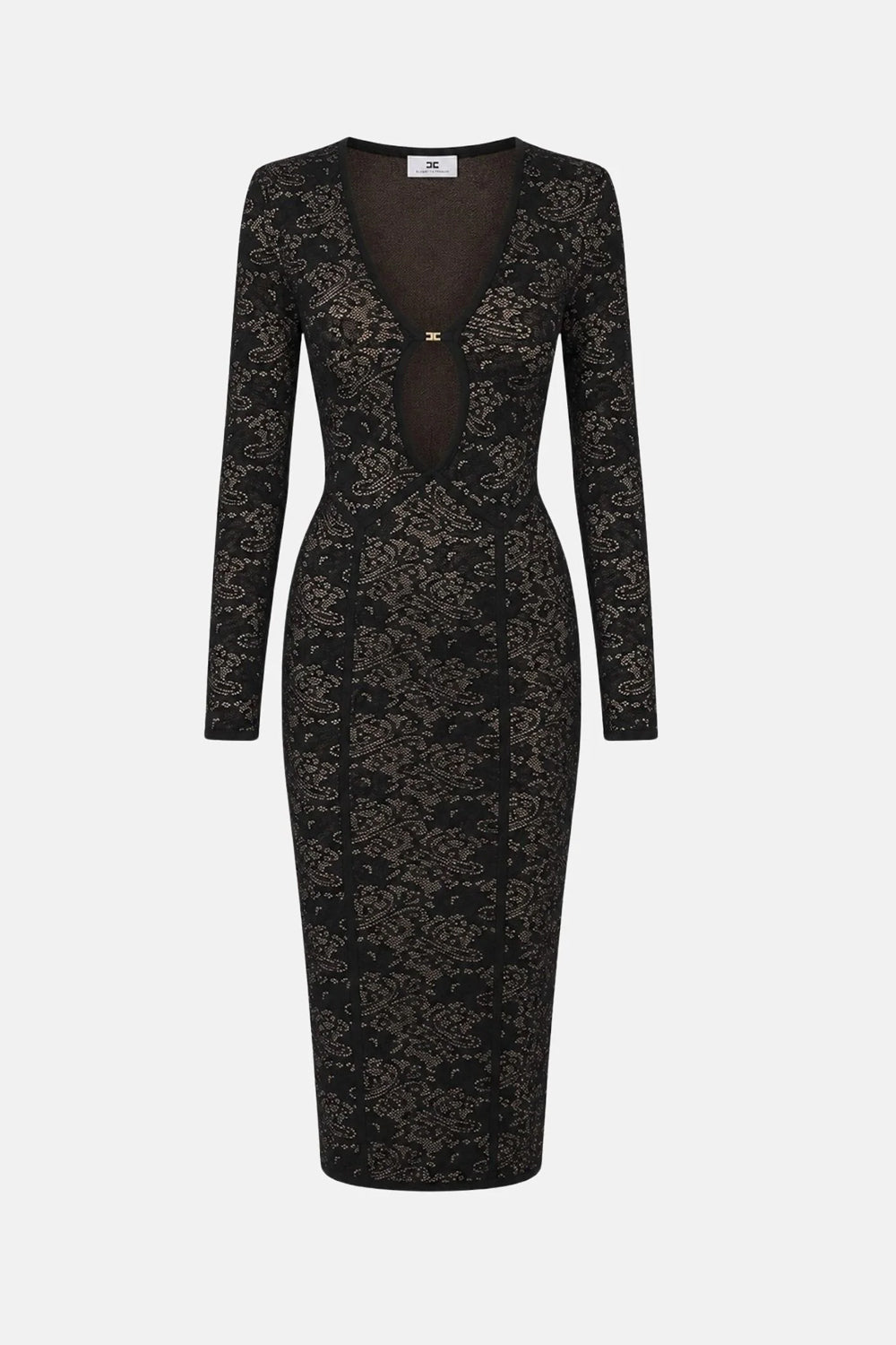 abito midi in maglia traforata AM26Q 66E2FR9 Elisabetta Franchi 