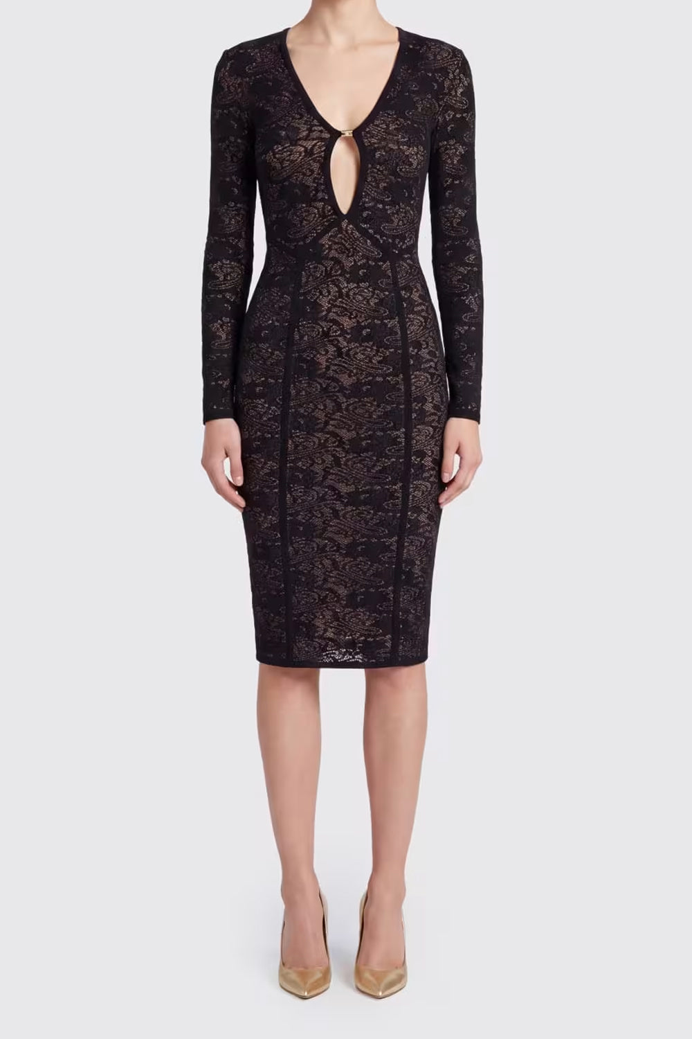 abito midi in maglia traforata AM26Q 66E2FR9 Elisabetta Franchi 