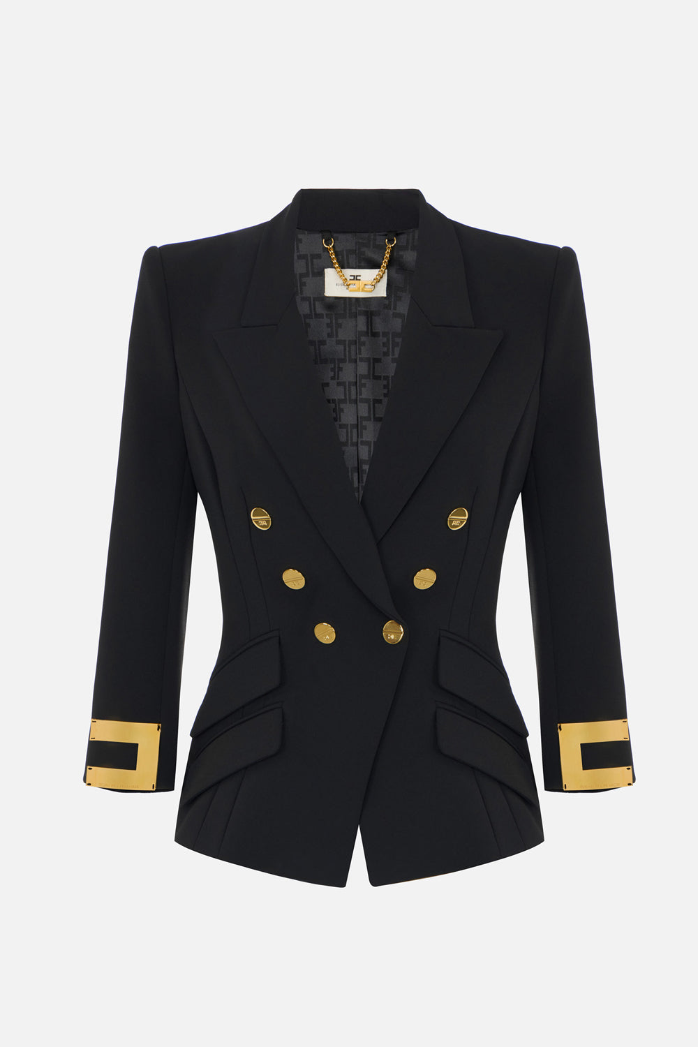 Giacca in crêpe stretch doppio strato con logo gioiello GI268 66E2110 Elisabetta Franchi 