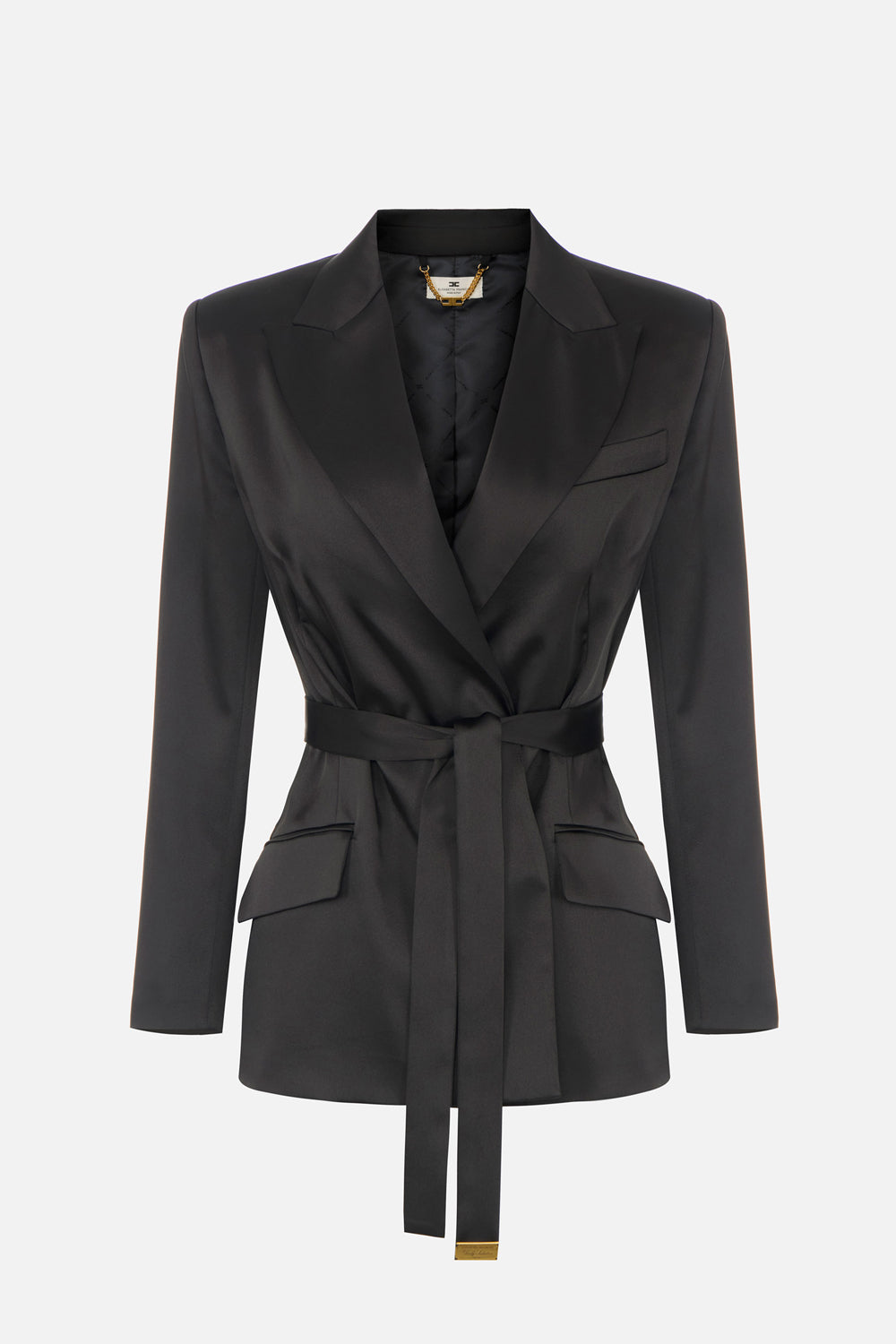 Giacca in raso stretch con cintura GI279 66E2110 Elisabetta Franchi 