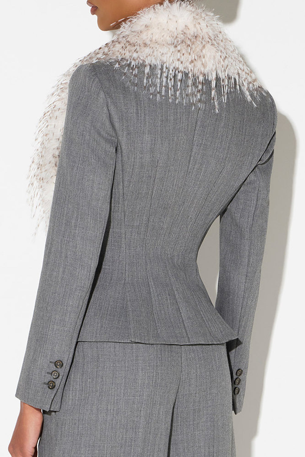 Giacca in lana con collo effetto pelliccia GI289 67E2431 Elisabetta Franchi 