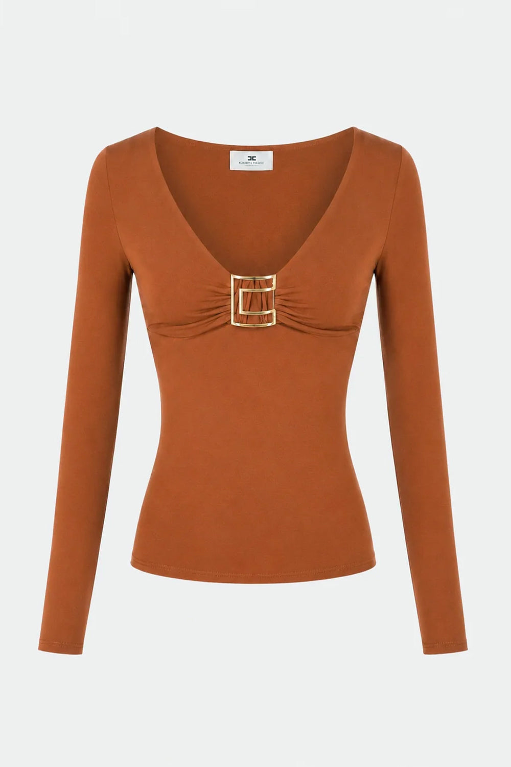 Maglia in jersey con logo gioiello MD005 67E2FK3 Elisabetta Franchi 