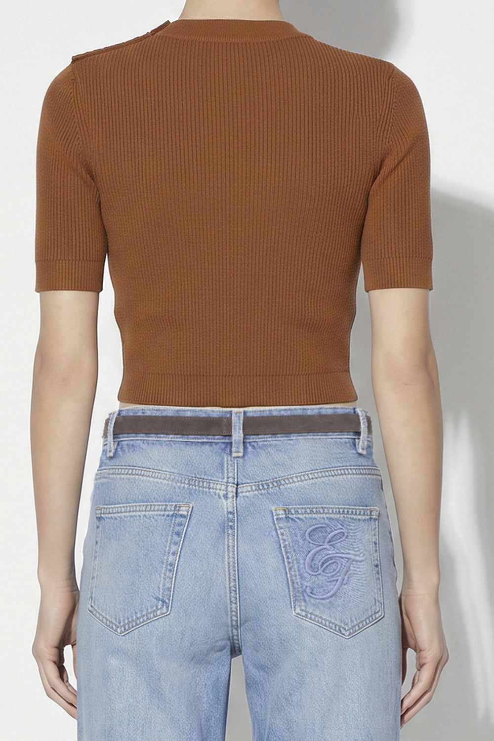 Top in maglia con dettagli gioiello MK02S 66E2FK3 Elisabetta Franchi 