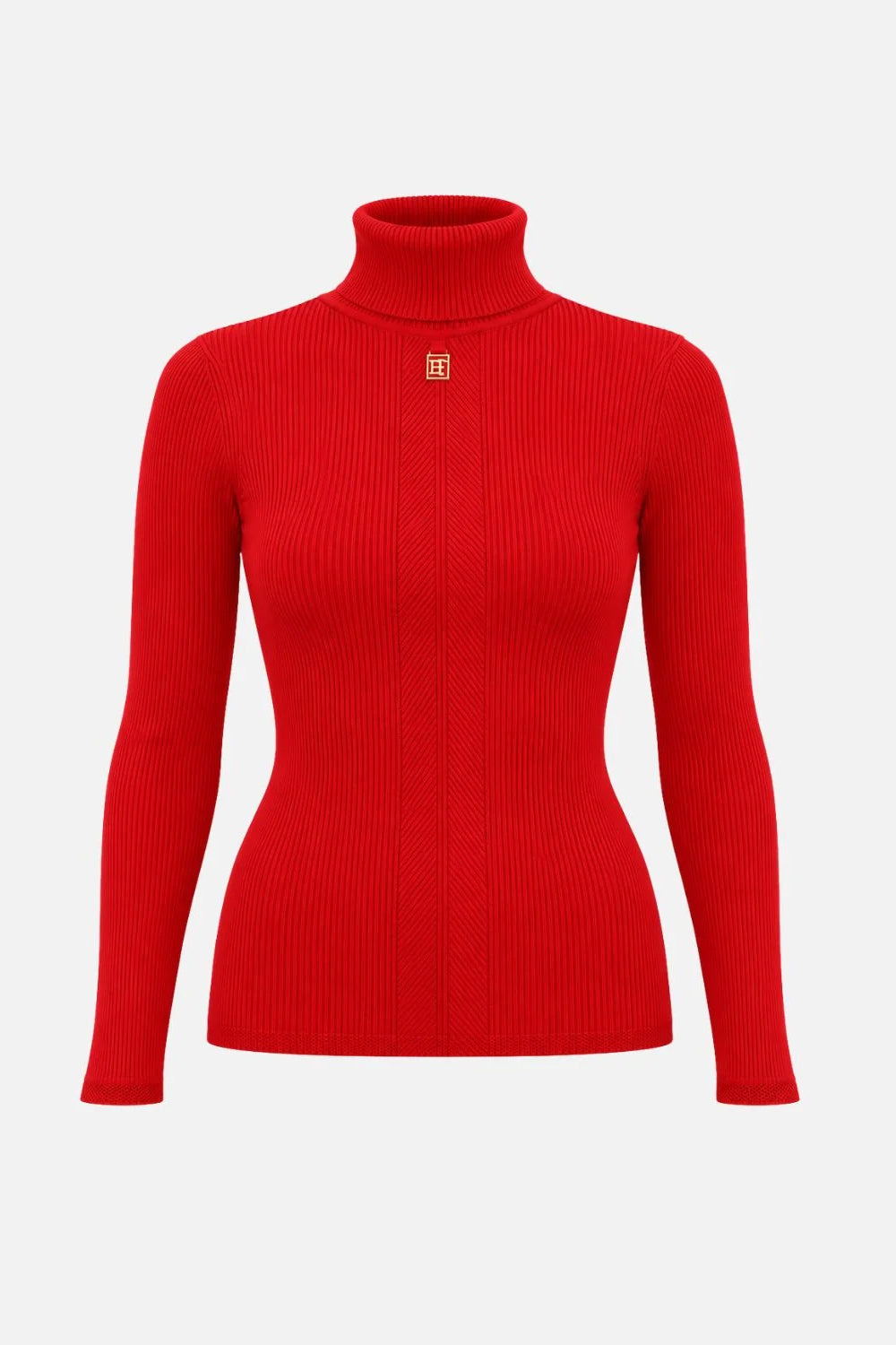 Maglia Dolcevita a Coste con Logo MK22B 66E2CG5 Elisabetta Franchi 