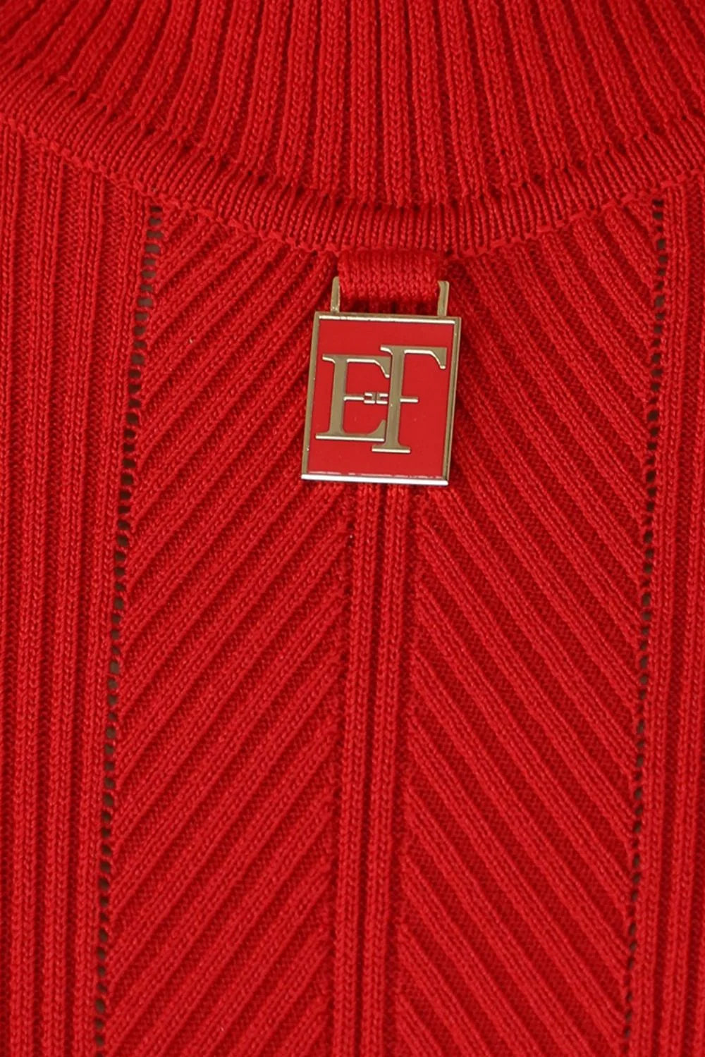 Maglia Dolcevita a Coste con Logo MK22B 66E2CG5 Elisabetta Franchi 