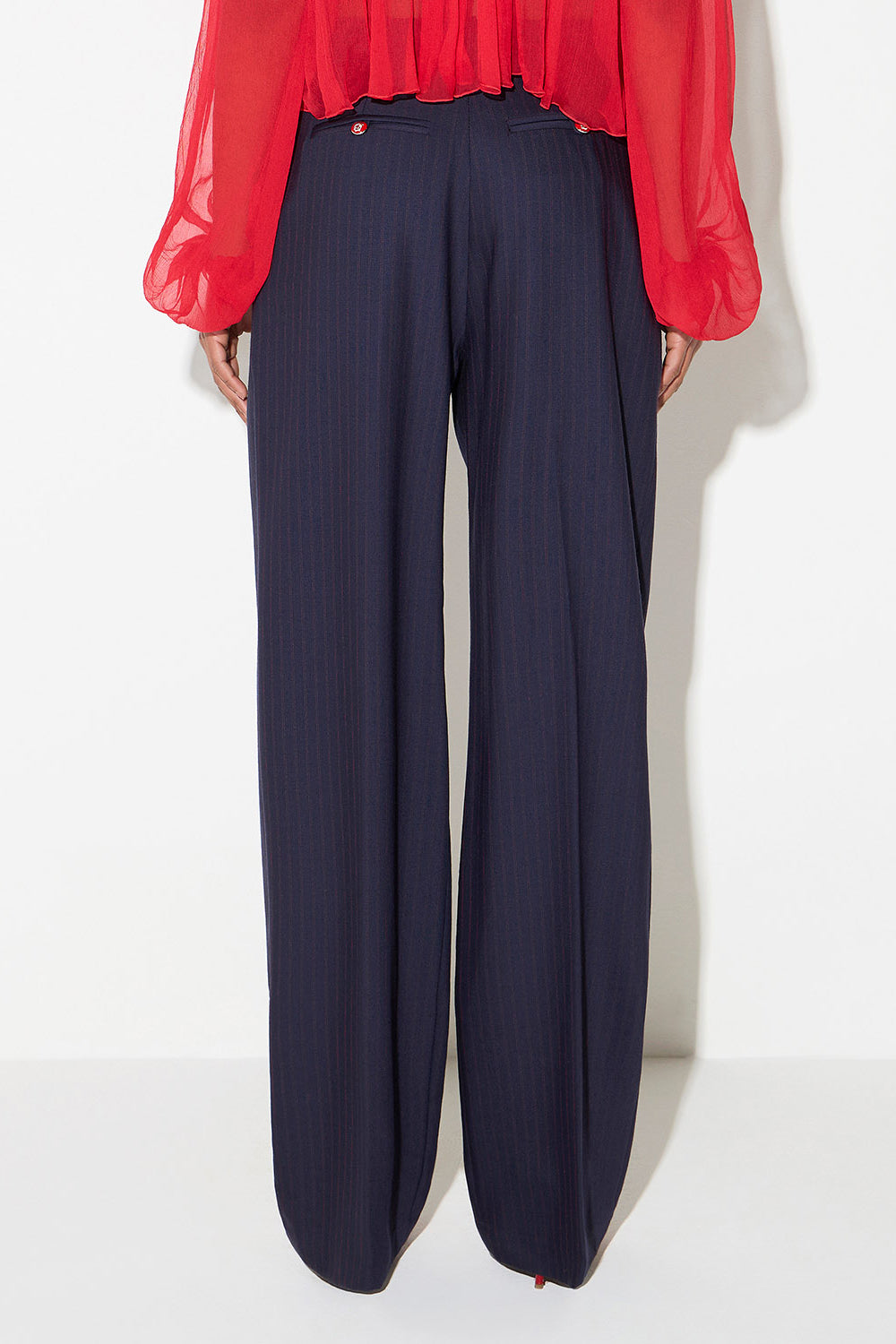 Pantaloni in fresco lana gessato PA176 66E2FO9 Elisabetta Franchi 