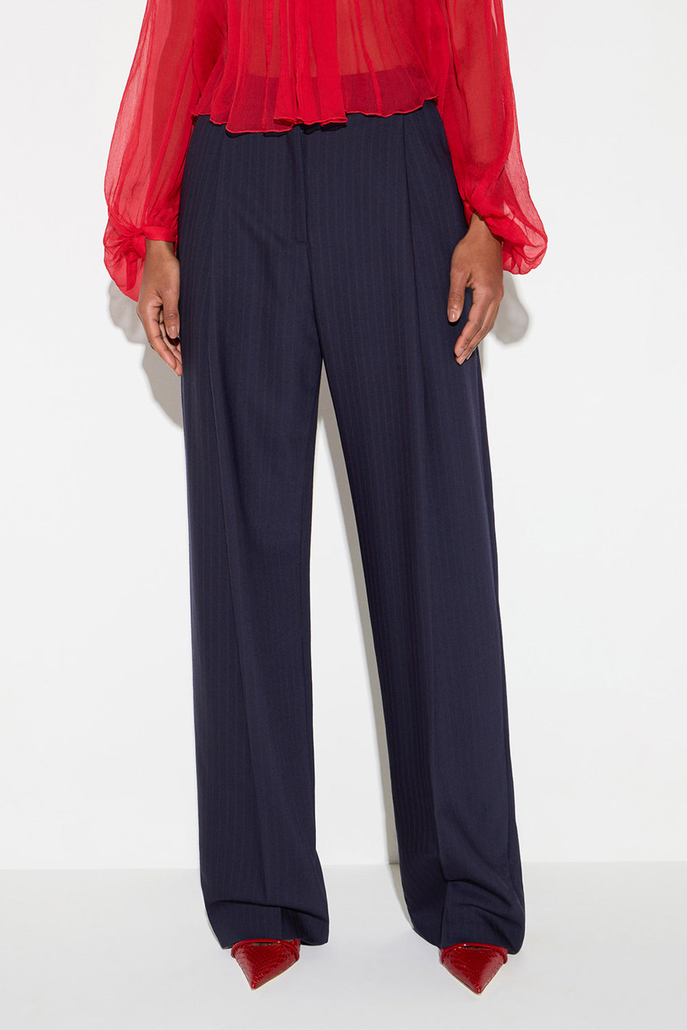 Pantaloni in fresco lana gessato PA176 66E2FO9 Elisabetta Franchi 