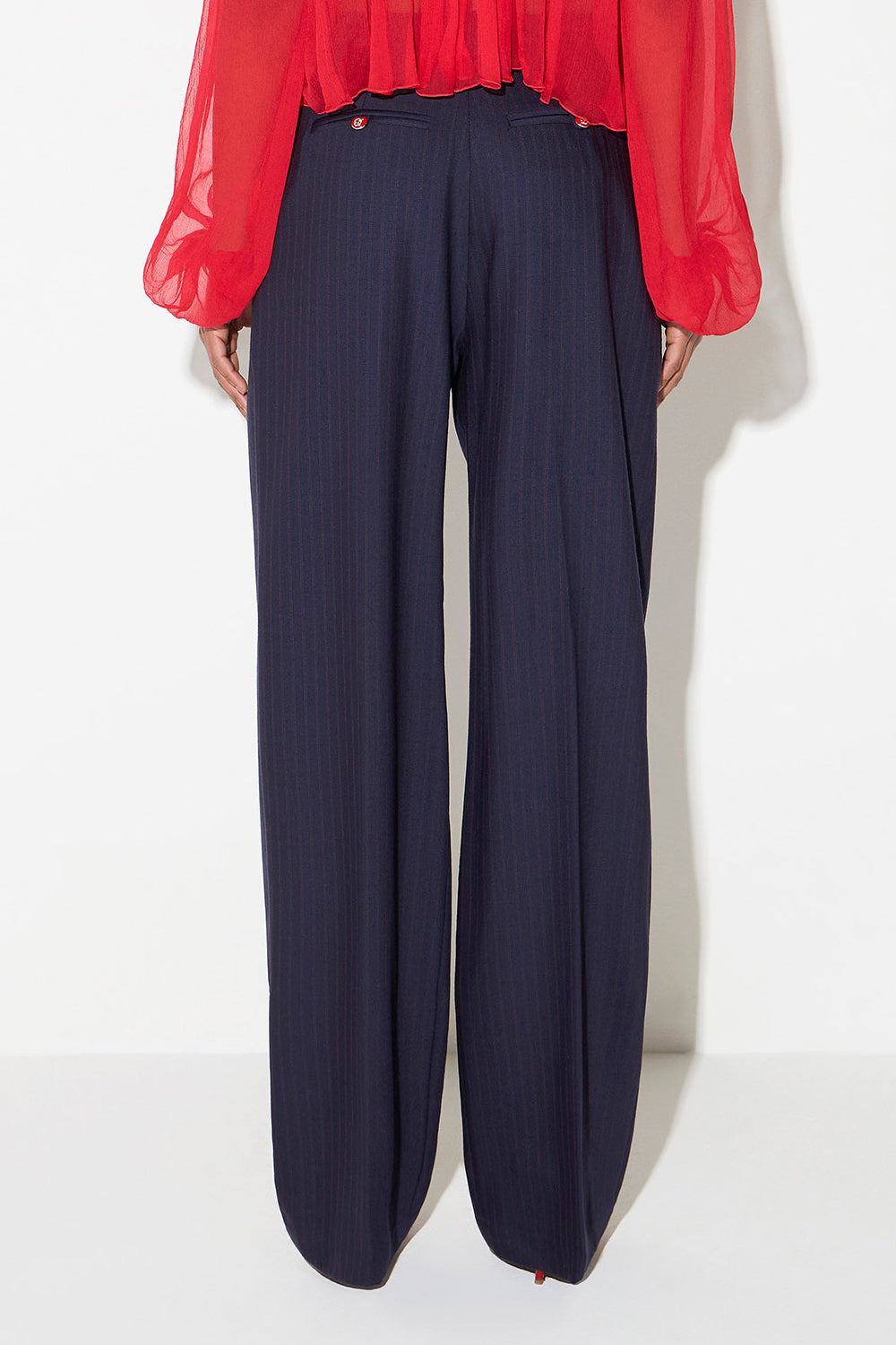 Pantaloni in fresco lana gessato PA176 66E2FO9 Elisabetta Franchi 