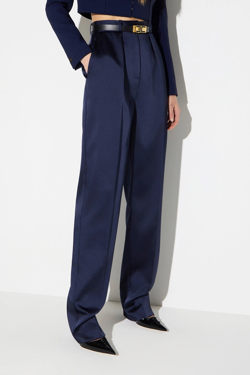Pantaloni in raso stretch PA182 66E2H88 Elisabetta Franchi 