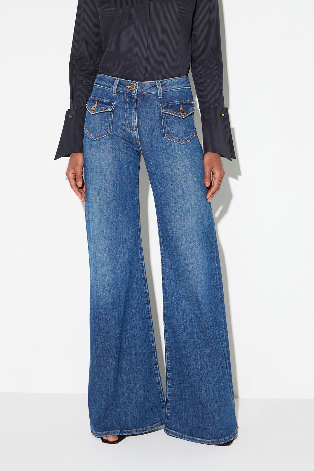 Jeans a zampa con taschini PJ18N 66E2139 Elisabetta Franchi 