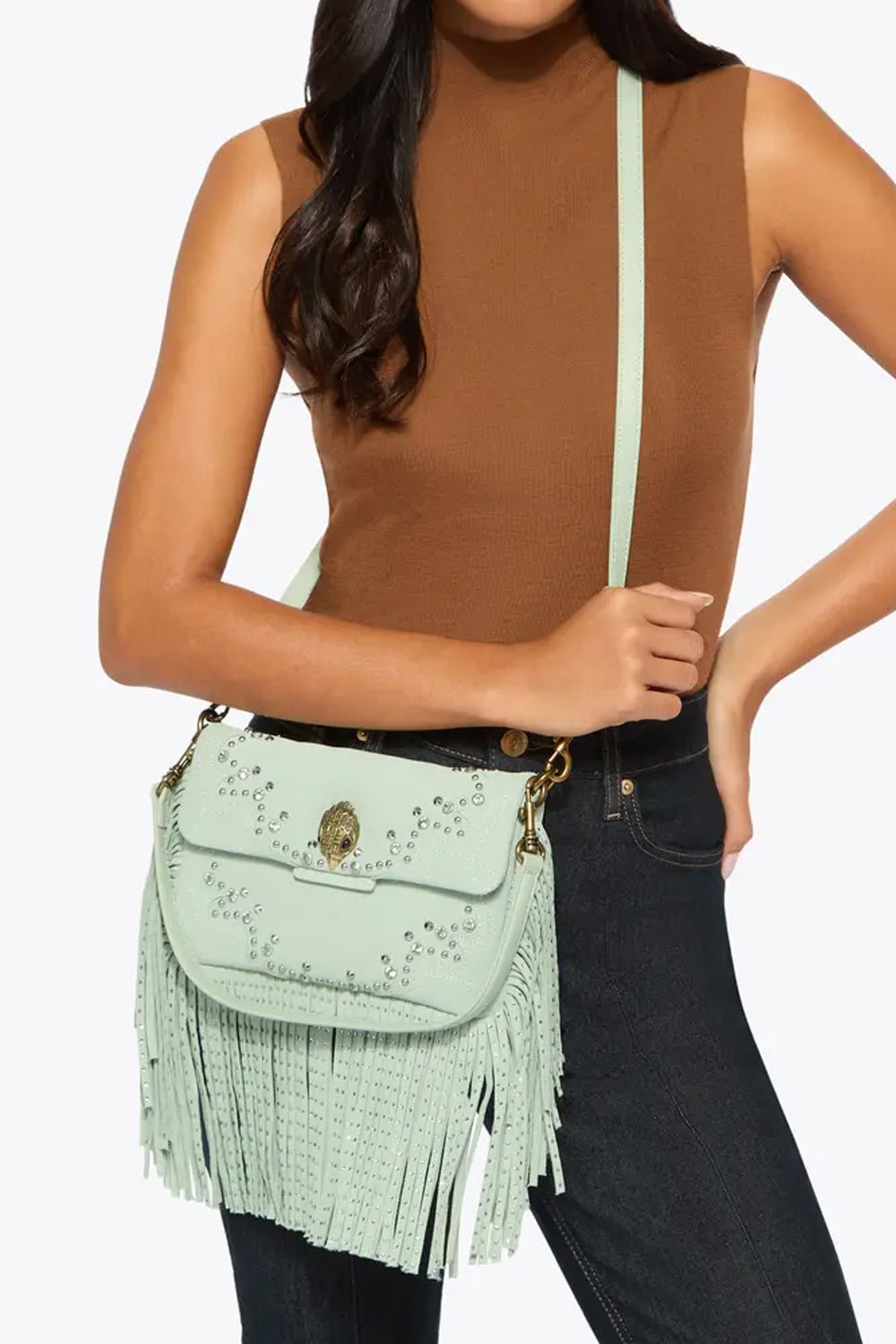 oxford fringe shoulder bag 5842973219 /GREEN Kurt Geiger London 