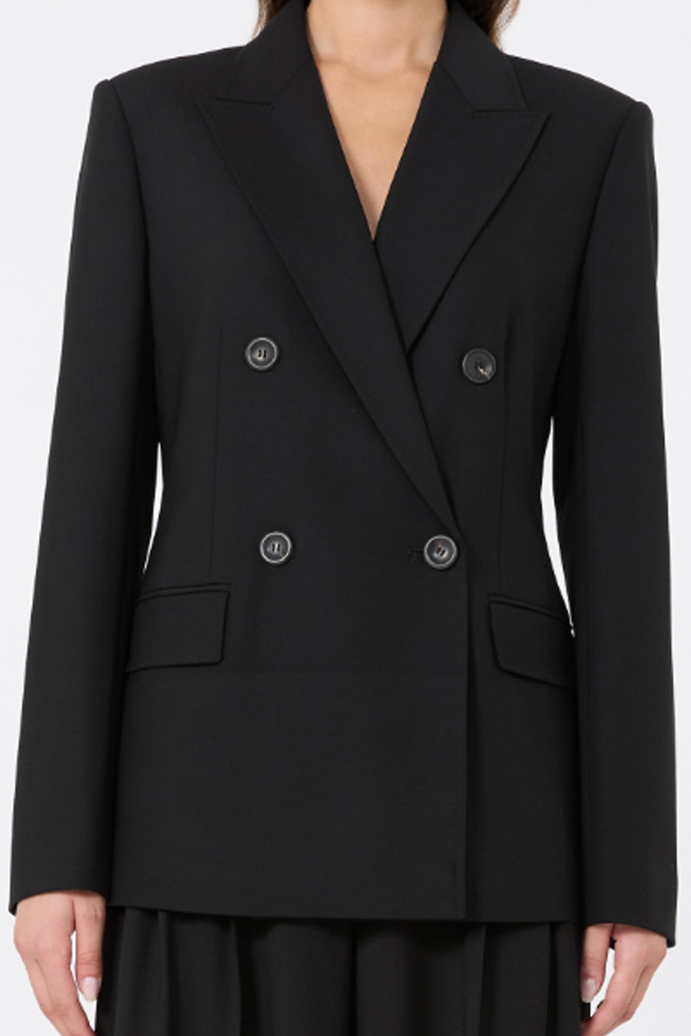 Blazer doppiopetto in saglia di lana MSTGIOIOSA 005NERO Max Mara Studio 