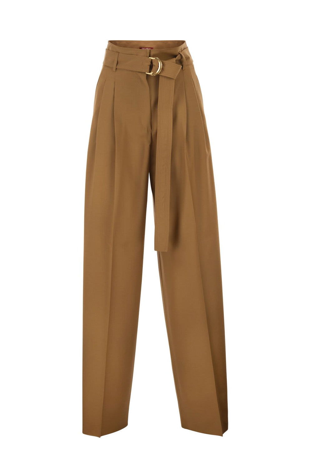 Pantaloni wide leg in pura lana con cintura MSTSERIO 013CARAMELLO Max Mara Studio 