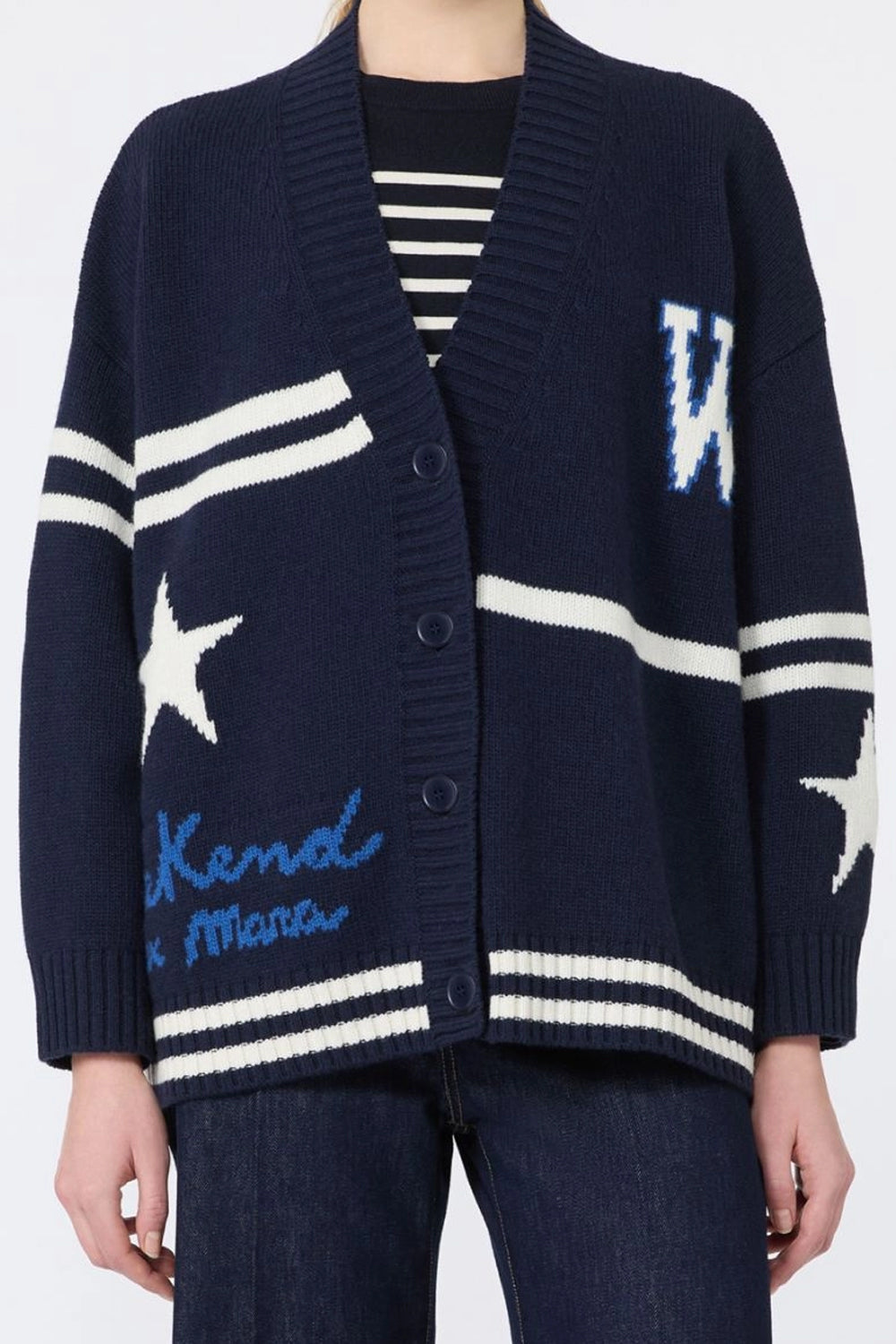 Cardigan in lana jacquard WKDBELGIO 005BLU MARINO Max Mara Weekend 