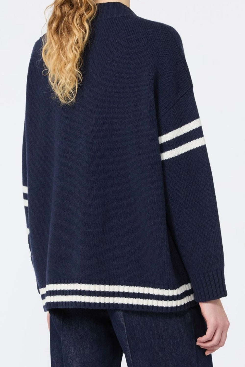 Cardigan in lana jacquard WKDBELGIO 005BLU MARINO Max Mara Weekend 
