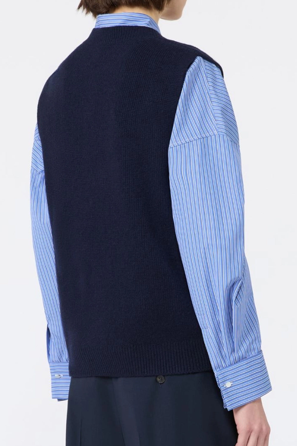 Gilet in filato di lana con ricami WKDCACAO 002BLU MARINO Max Mara Weekend 