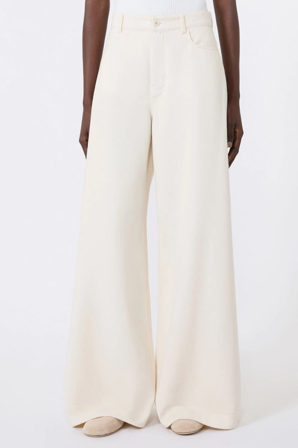 Pantalone in bull di cotone WKDCANNETI 001ECRU Max Mara Weekend 