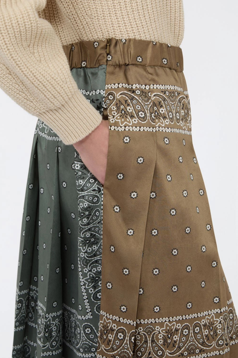 Gonna in twill stampato e drill di cotone WKDCECI 001CUOIO Max Mara Weekend 