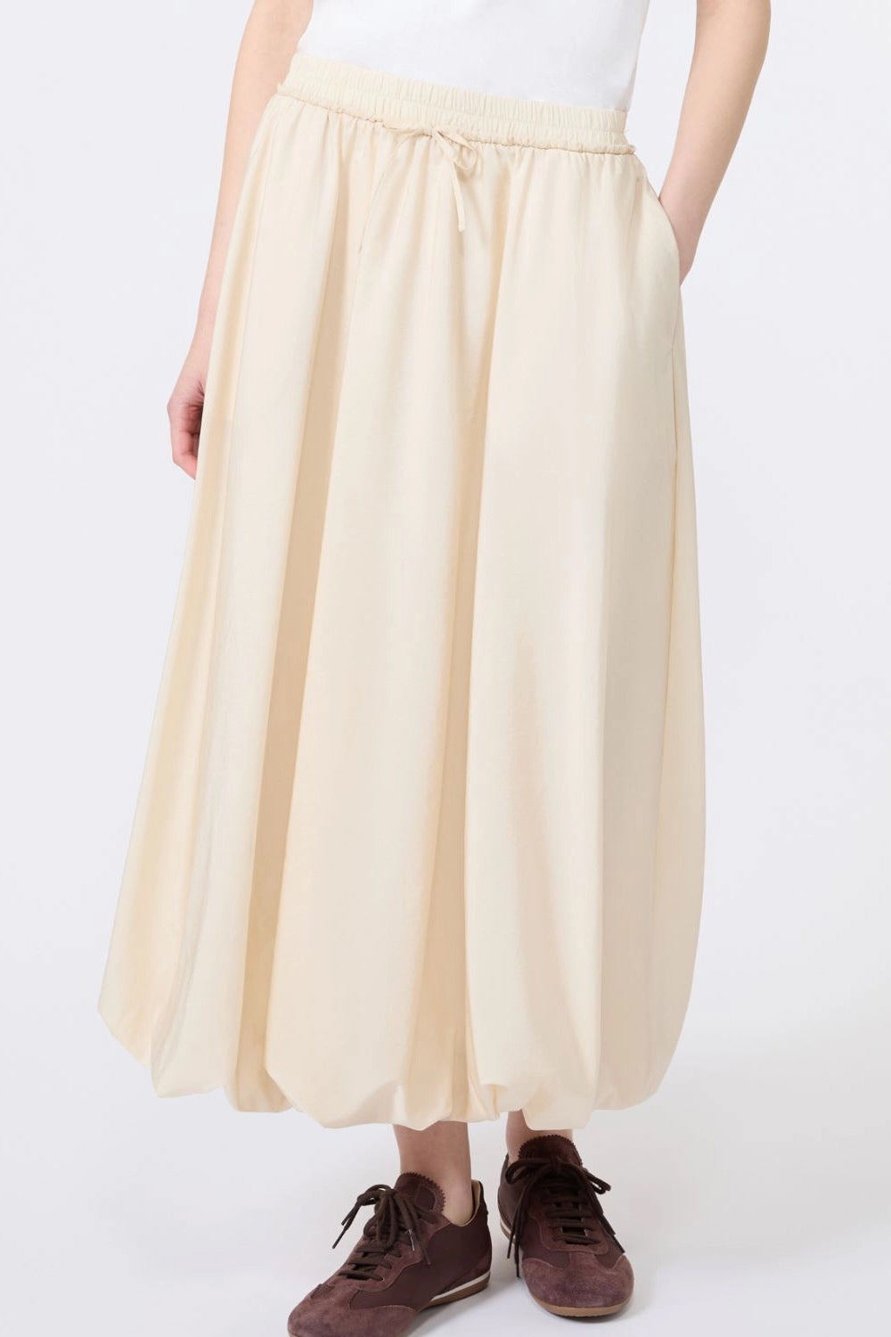Gonna lunga in tela antigoccia WKDCIURMA 001AVORIO Max Mara Weekend 