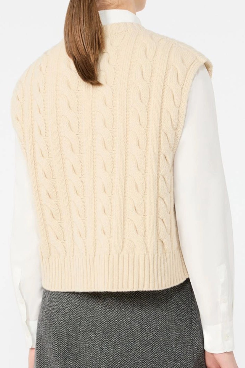 Gilet in filato di lana a trecce WKDCLOWN 008GHIACCIO Max Mara Weekend 