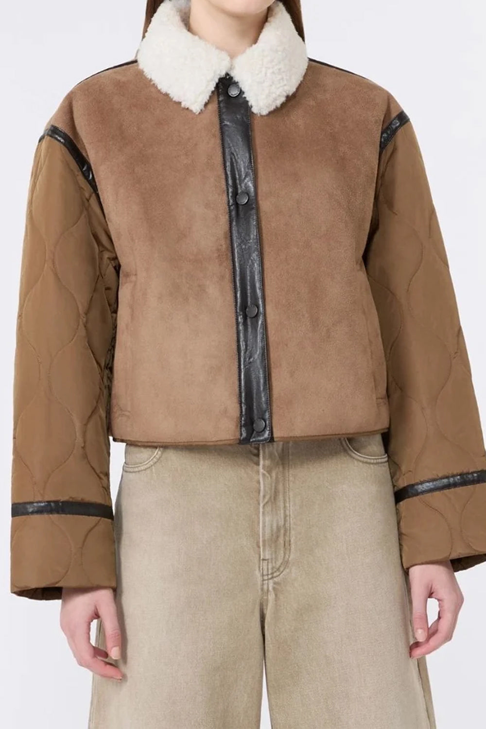 Piumino in ecosuede e tessuto tecnico trapuntato WKDGESSATI 001CAMMELLO Max Mara Weekend 