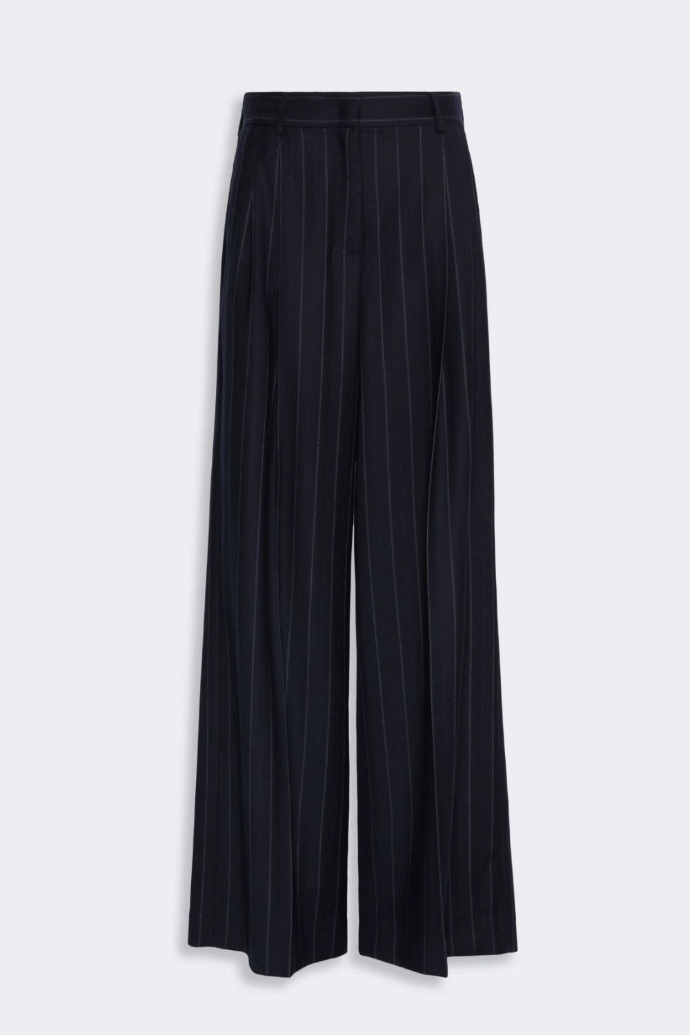 Pantalone in flanella gessata di lana WKDNEBBIE 001BLU Max Mara Weekend 