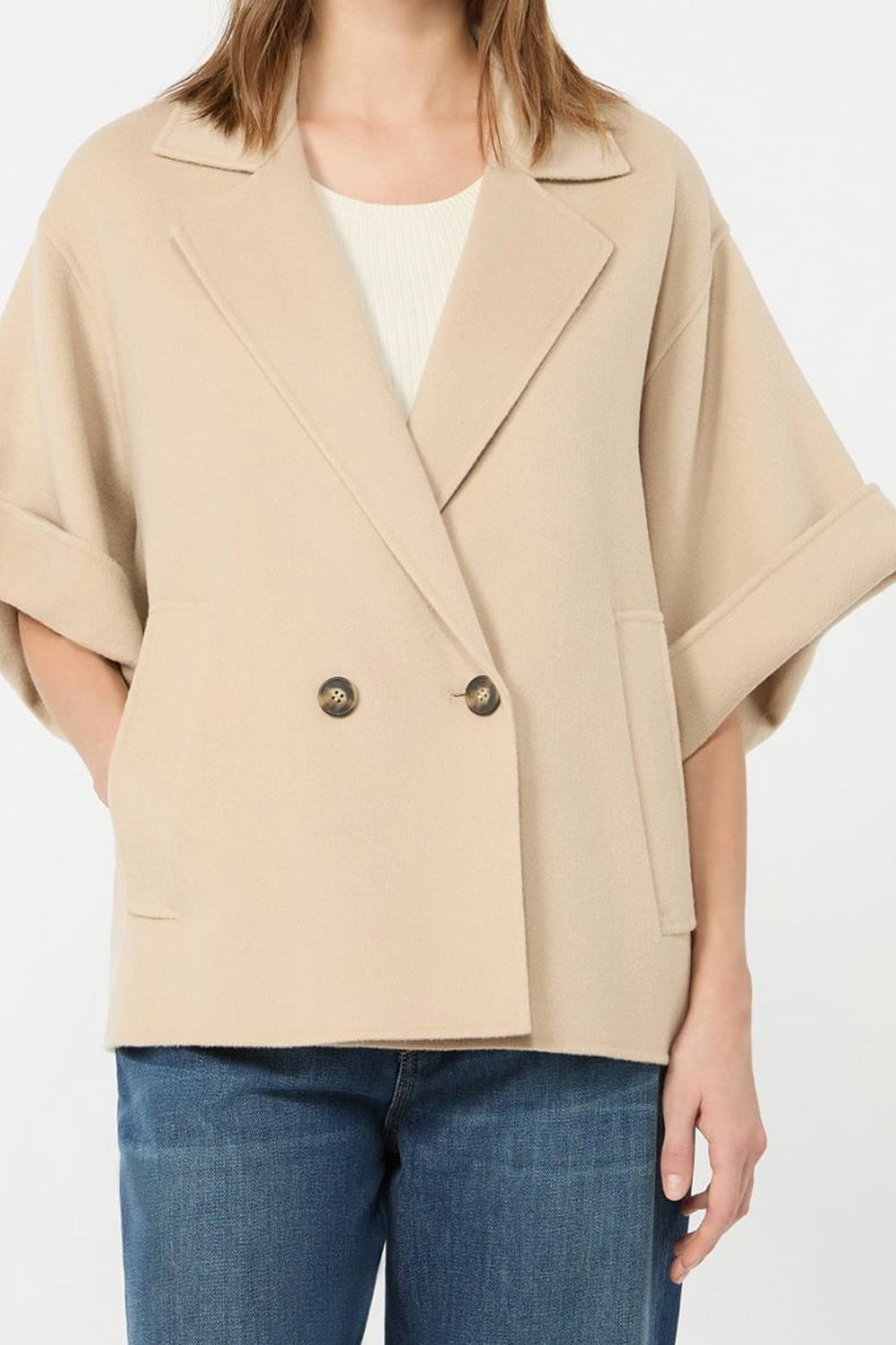 Cappotto corto in drap di lana WKDNEO 064SABBIA Max Mara Weekend 