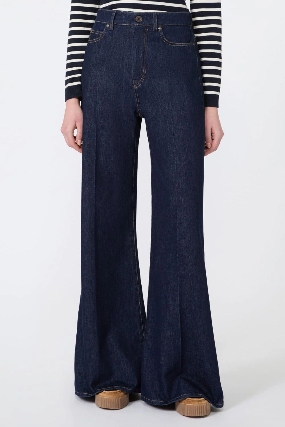 Jeans palazzo in denim di cotone WKDSPORT 001BLU Max Mara Weekend 