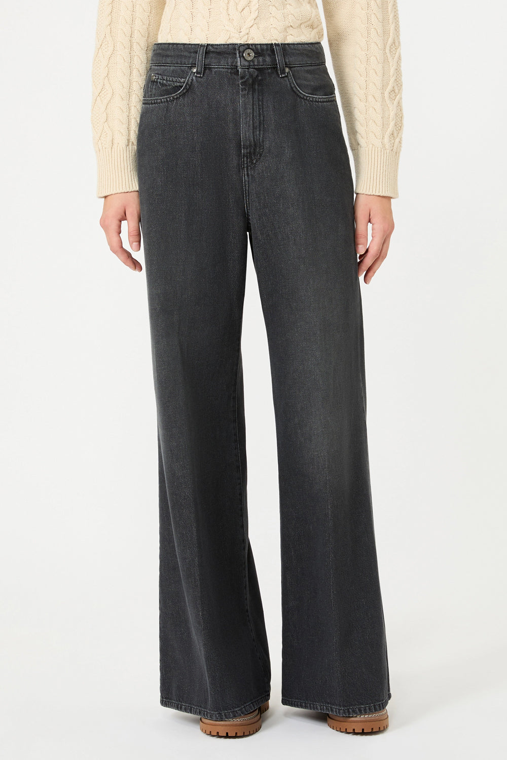 Jeans palazzo in denim di cotone WKDSPORT 019NERO Max Mara Weekend 