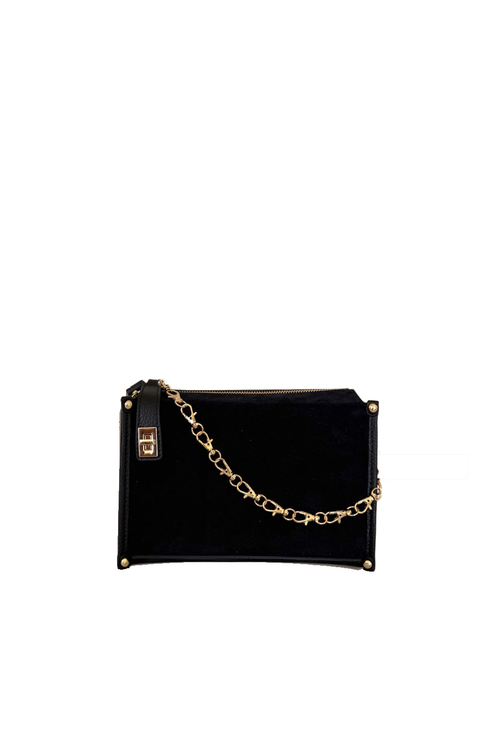 borsa a tracolla in pelle e camoscio IVY NERO Momà Luxury 