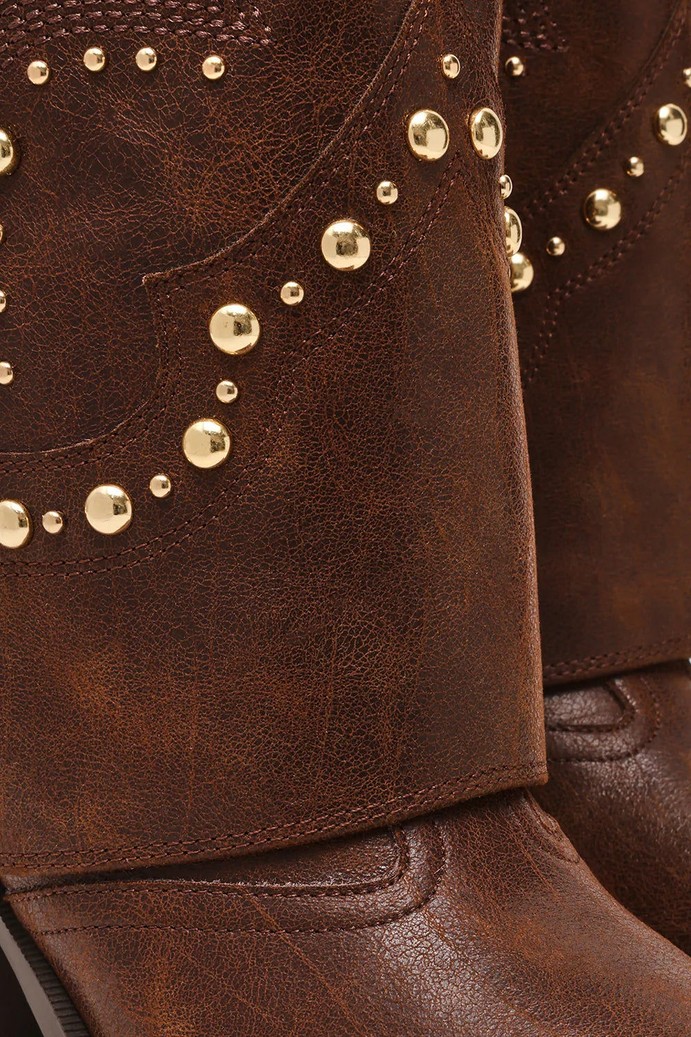 stivale texano in pelle con borchie STAGECOACH /BROWN LEATHER Steve Madden 