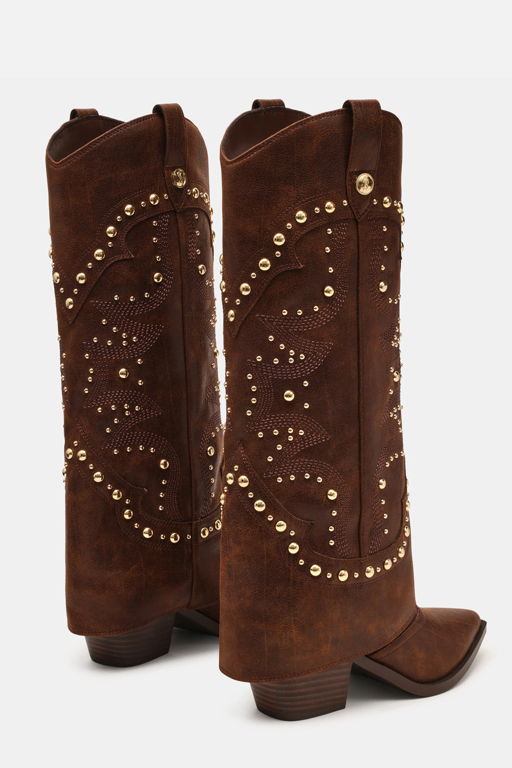 stivale texano in pelle con borchie STAGECOACH /BROWN LEATHER Steve Madden 