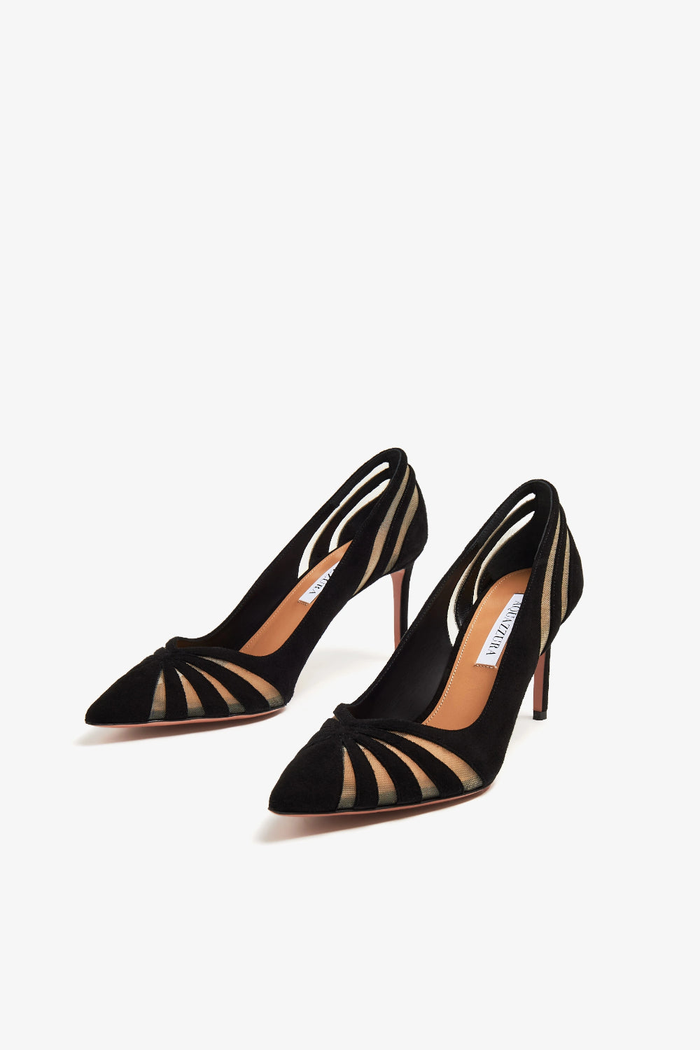 Décolleté Aquazzura Pump in Suede Nera con Inserti in Mesh TSYMIDP0 MSU000 Aquazzurra 