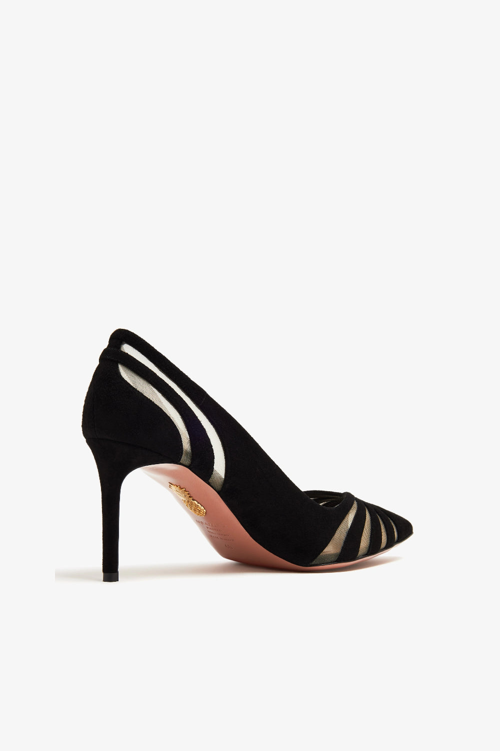 Décolleté Aquazzura Pump in Suede Nera con Inserti in Mesh TSYMIDP0 MSU000 Aquazzurra 