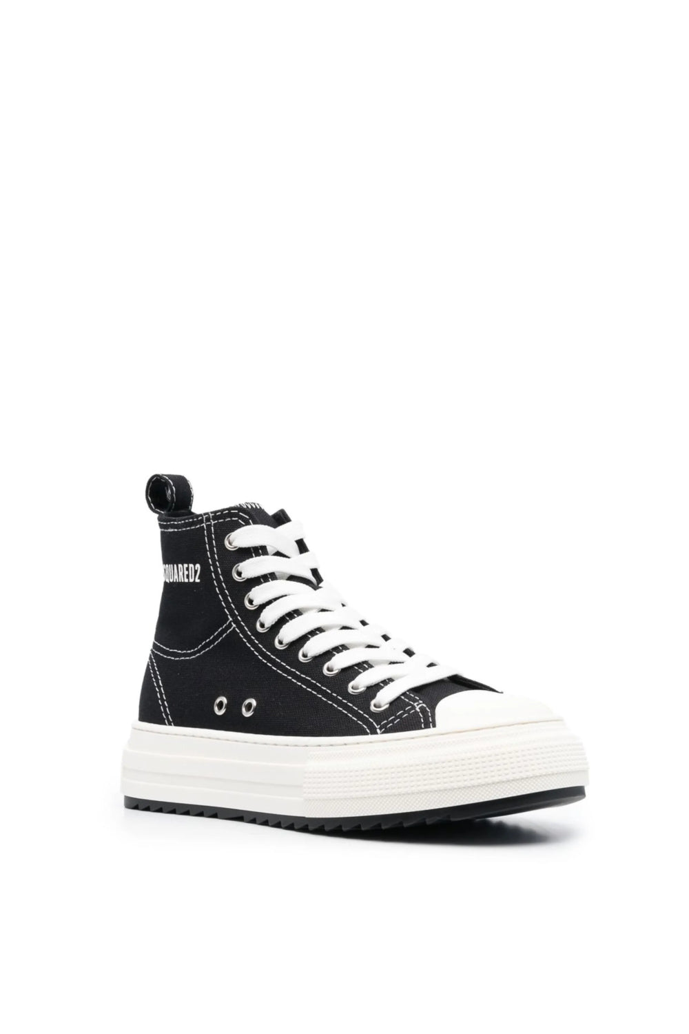 Sneakers Alte DSQUARED2 Nero/Bianco in Pelle e Cotone  Plateau con Logo SNW0231/25406362M2657 NERO Dsquared2 