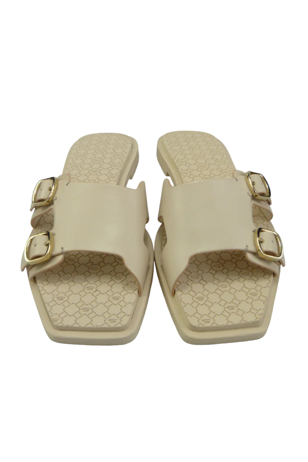 Sandali Santoni Beige in Pelle con Doppia Fibbia Oro WHMO70435GOMTWGPP20 BEIGE Santoni 