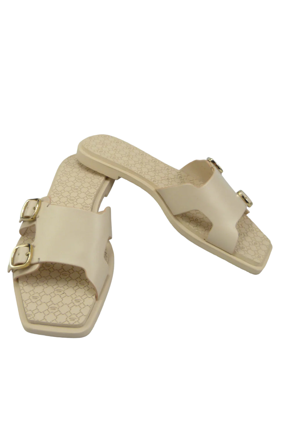 Sandali Santoni Beige in Pelle con Doppia Fibbia Oro WHMO70435GOMTWGPP20 BEIGE Santoni 