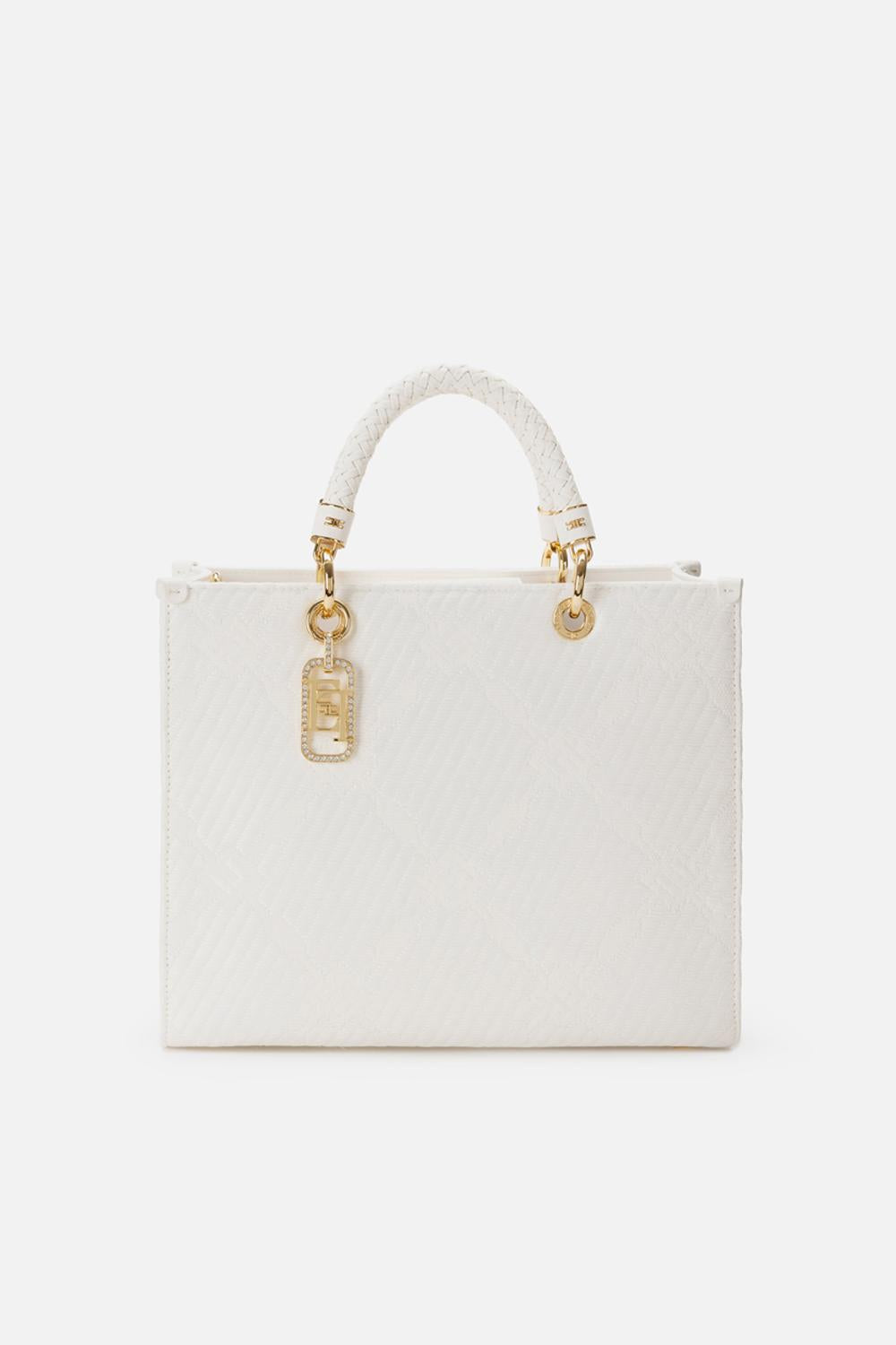 Borsa a mano media in tessuto con charms BS12A 51E2360 Elisabetta Franchi 