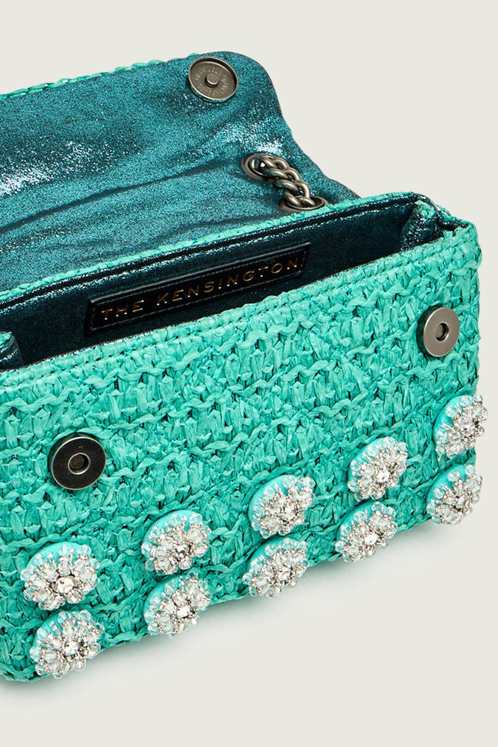 Shoulder bag MINI KENSINGTON in rafia 5576887999 /TEAL Kurt Geiger London 