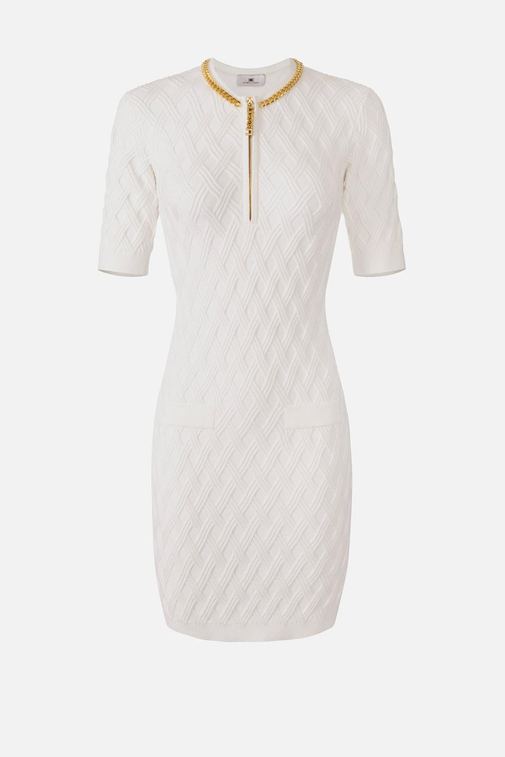 MINIABITO IN MAGLIA A ROMBI CON DETTAGLIO GIOIELLO AM20B 56E2360 Elisabetta Franchi 