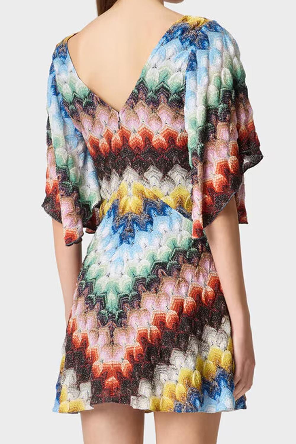 Abito corto in misto viscosa lamé motivo pizzo DS26SG44 BR015JSMSNV Missoni 