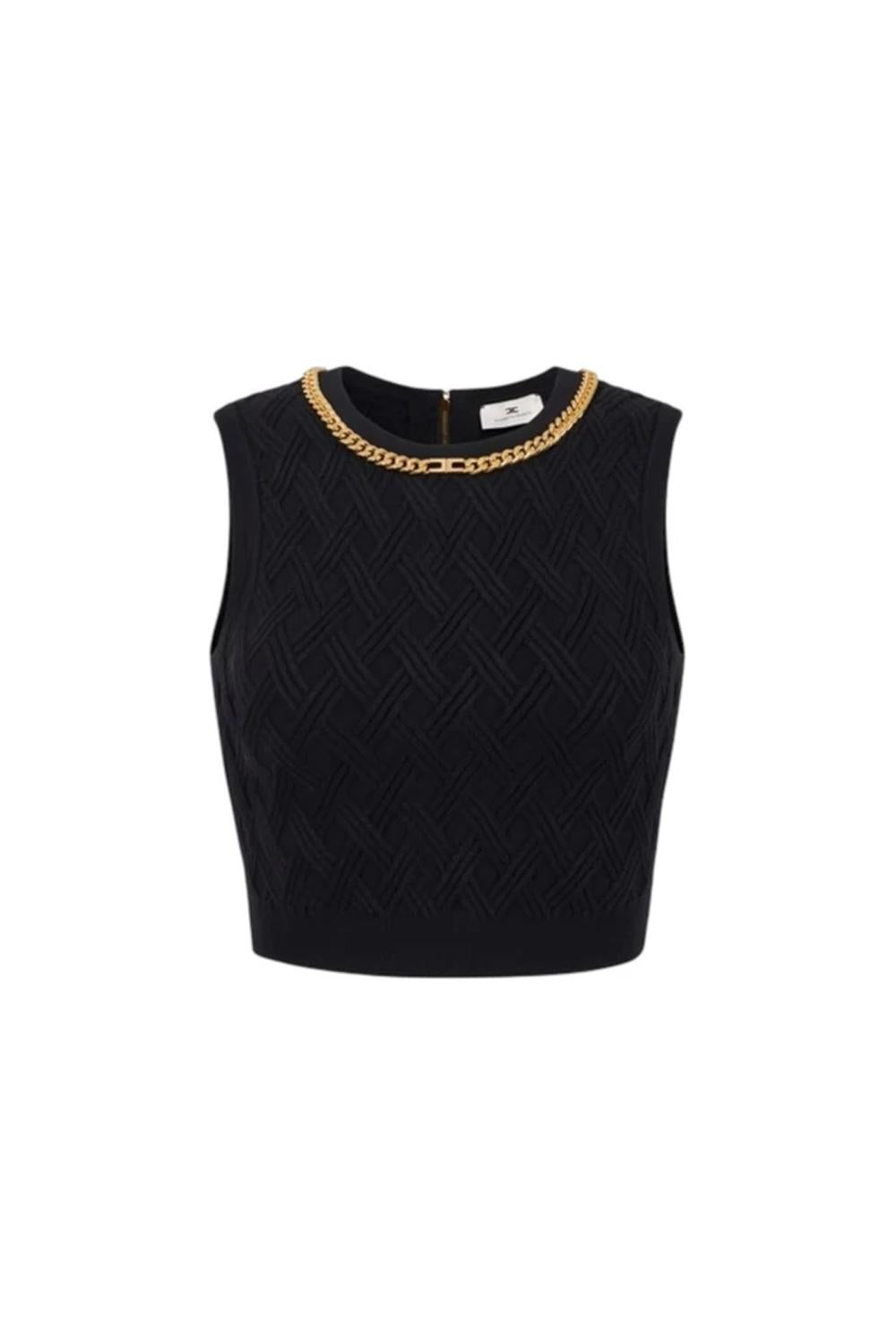 Top in maglia a rombi con dettaglio gioiello<BR/> TK60B 56E2110 Elisabetta Franchi 