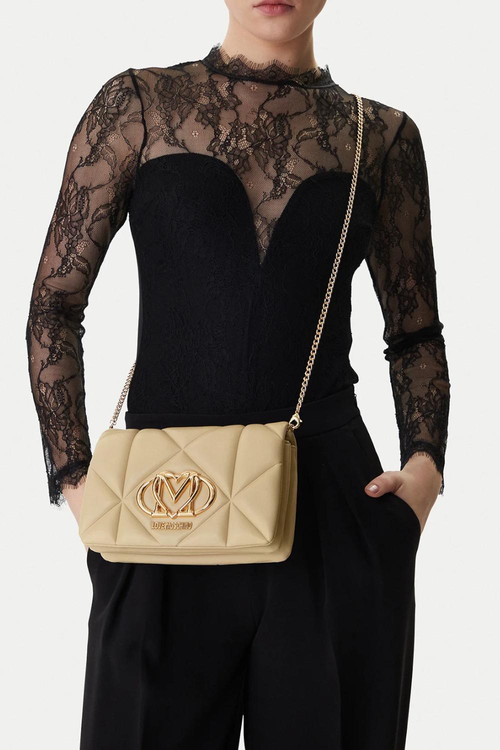 Borsa a tracolla Love Moschino trapuntata burro con logo cuore in metallo JC4043PP1O LC0129 Love Moschino 