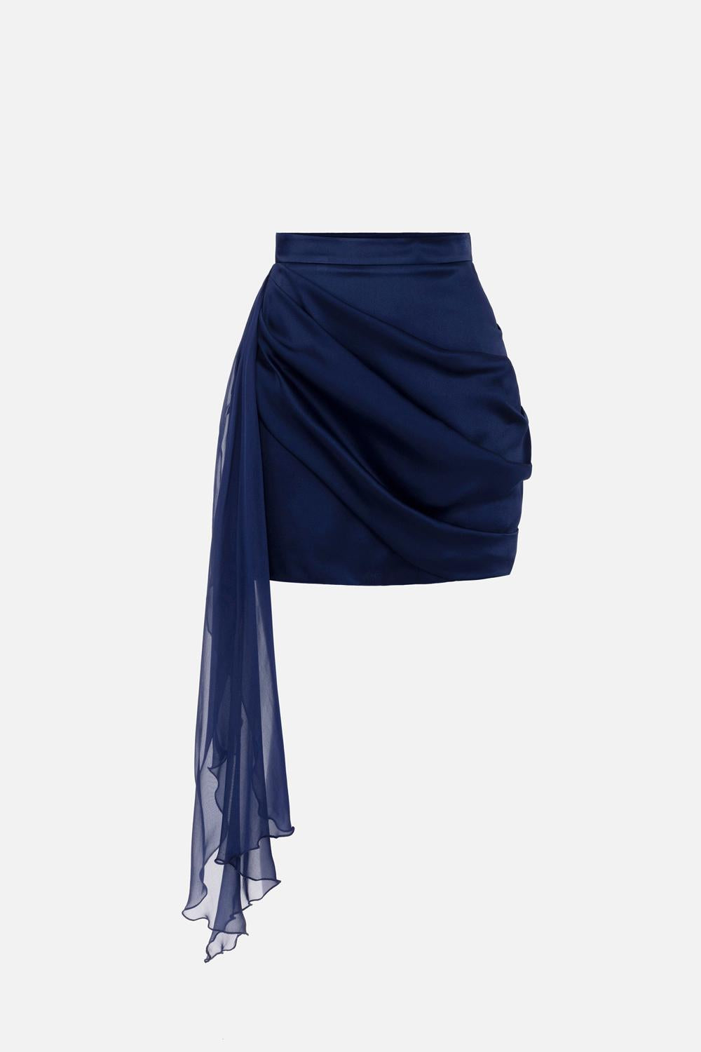 Minigonna in raso e voile con fusciacca<BR/> GOT95 51E2DC8 Elisabetta Franchi 